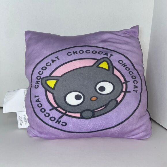Sanrio ChocoCat Pillow. 13in x 13in Purple Hello Kitty - Picture 5 of 7